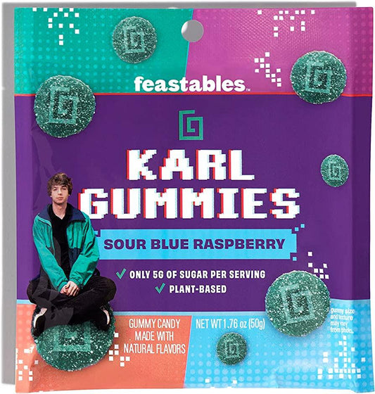 Feastables Karl Gummies Sour Blue Raspberry Bag 3.5OZ - Extreme Snacks