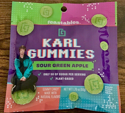 Feastables Karl Gummies Sour Green Bag 3.5OZ - Extreme Snacks