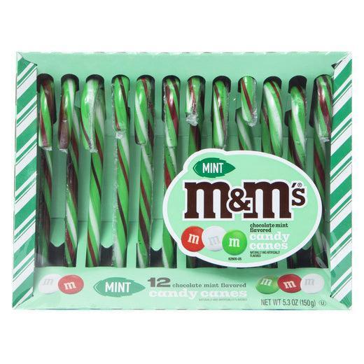 M&M'S Holiday Mint Chocolate Christmas Candy Cane - 12 Count - U.S Edi