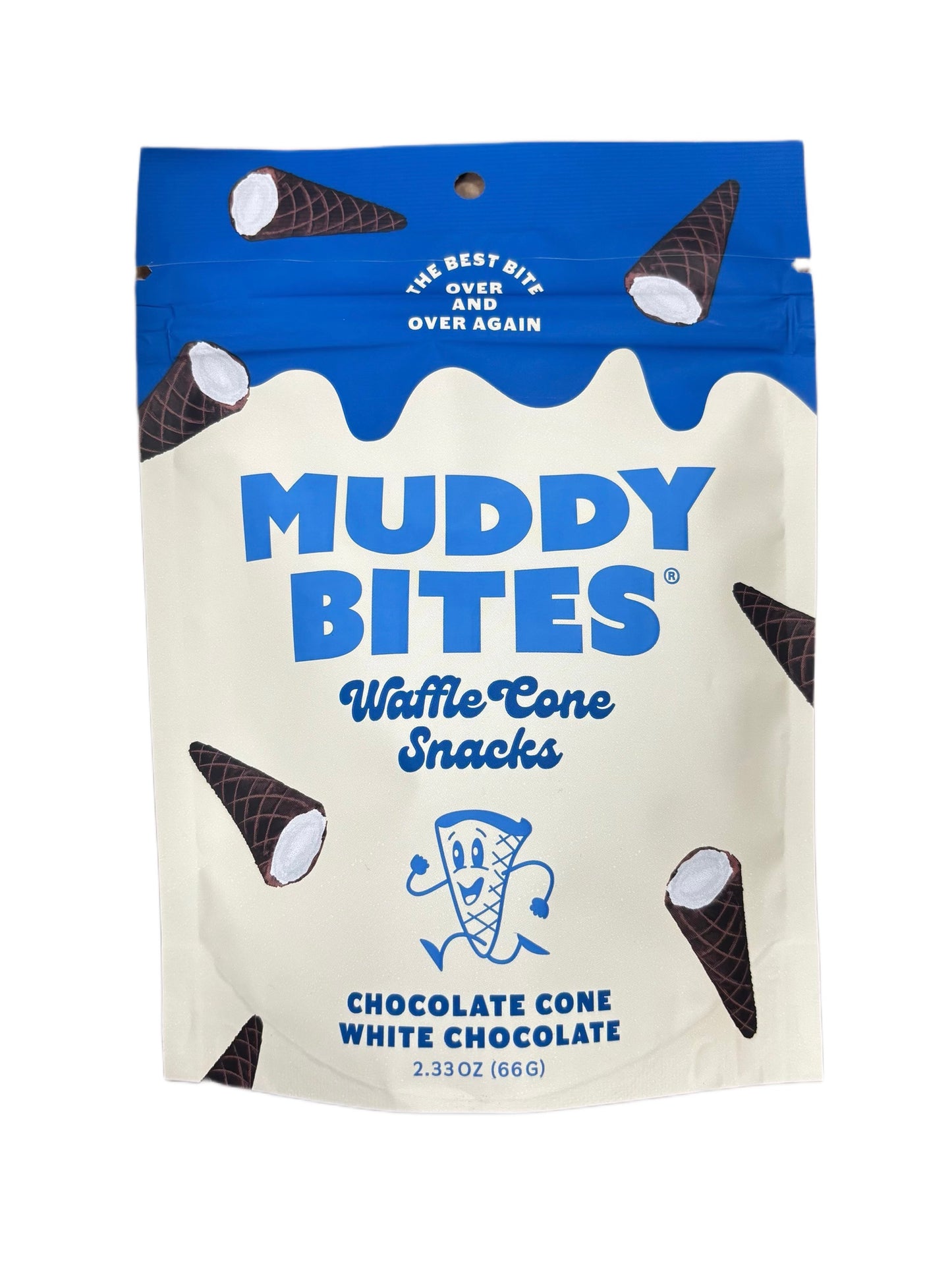 Muddy Bites Waffle Cone Snacks White Chocolate 66G - Extreme Snacks