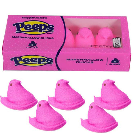 Peeps Marshmallow Pink Chicks 5 PK - Extreme Snacks