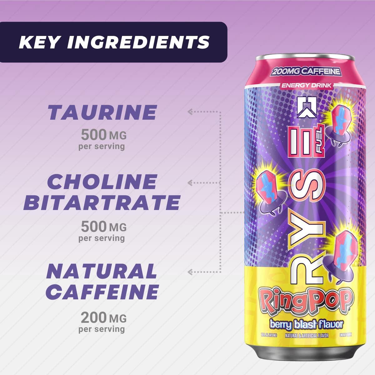 RYSE Fuel Energy Drink - Ring Pop Berry Blast - Extreme Snacks
