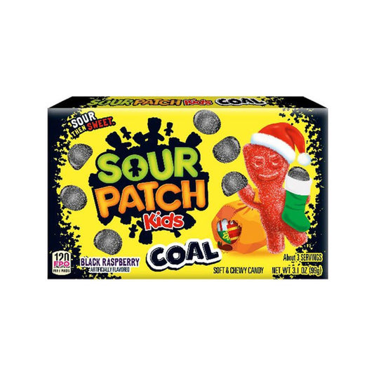 SOUR PATCH KIDS Coal Black Raspberry Soft & Chewy Holiday Candy, 3.1 oz - Extreme Snacks