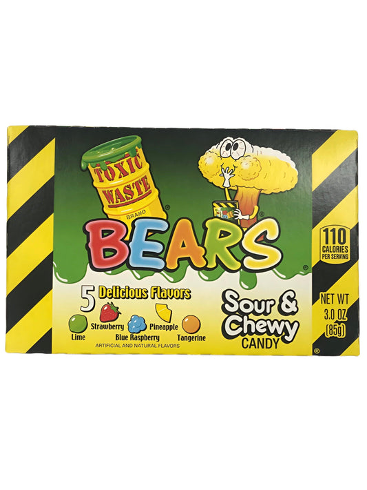 Toxic Waste Bears Sour & Chewy Candy Theatre Box 3OZ - BB 02/24 - Extreme Snacks