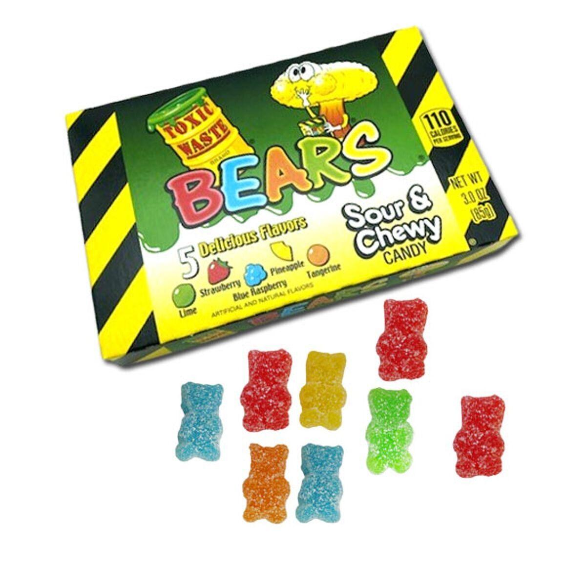 Toxic Waste Bears Sour & Chewy Candy Theatre Box 3OZ - Extreme Snacks