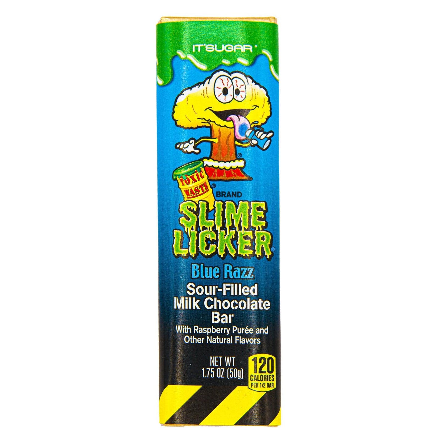 Toxic Waste Slime Licker Sour Filled Milk Chocolate Bar Blue Razz 1.75OZ - Extreme Snacks