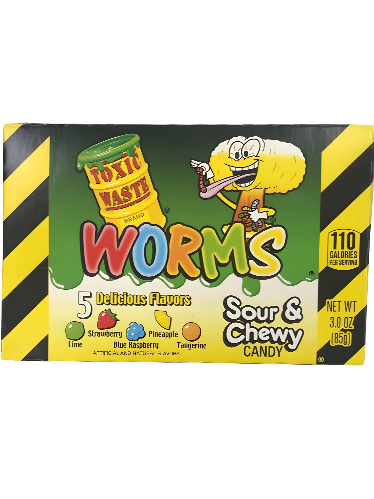 Toxic Waste Worms Sour & Chewy Candy Theatre Box 3OZ - BB 02/24 - Extreme Snacks